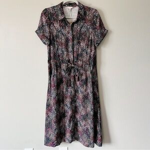 Joules NWT Women’s Winslet Print Button Front Midi Shirt Dress Navy Rain US 2